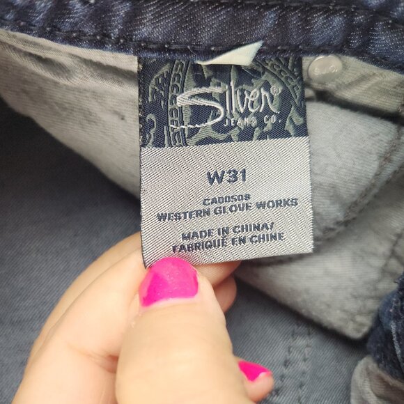 Silver Jeans Women's 31 Frances Mid Capri Stretch Low Rise Whiskered Blue Denim - Picture 8 of 11